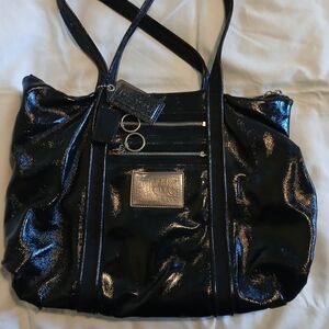 Black Shiny Tote Bag